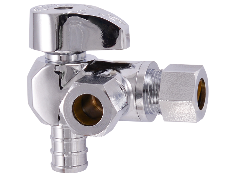 SharkBite 23066LF Angle Stop Valve – Chrome, Lead-Free DZR Brass – For PEX & Copper, Easy Crimp Connection – 1/2"