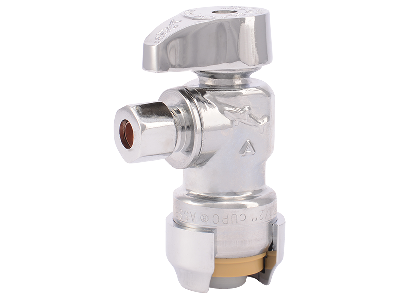10 Pcs. XFITTING 1/2 Push Fit X 3/8 OD Compression Angle Valve with Metal Handle, Brass