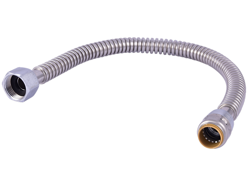 water softener plumbing connections inlet outlet flexible stainless steel lines SharkBite fittings