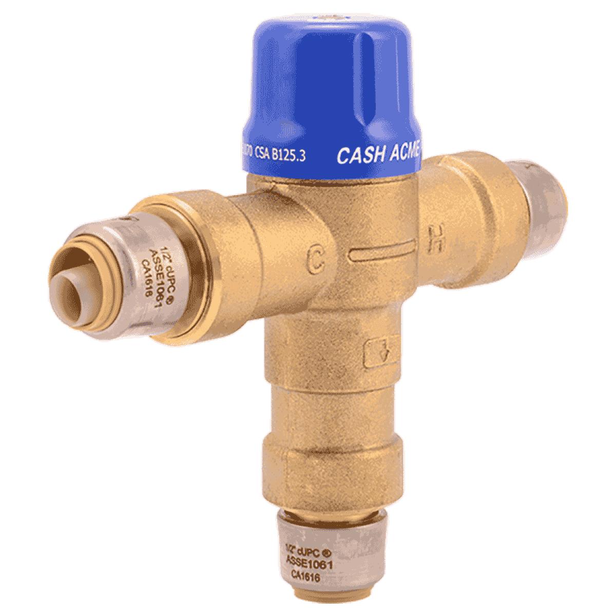 G1/2 Brass Thermostatic Water Mixing Valve – 3-Way Hot & Cold Mixer With Check Valves For Automatic Faucets And Showers