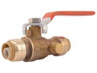 Brass Push Ball Valve with Drain / Vent  - SKU: 22304-0000LF