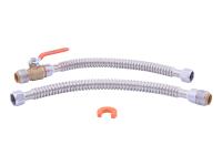 SharkBite Max 3/4" Water Heater Connection Kit with 2 hoses and Disconnect Clip.