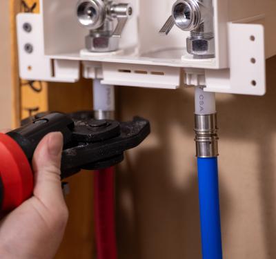 PEX press coupling install