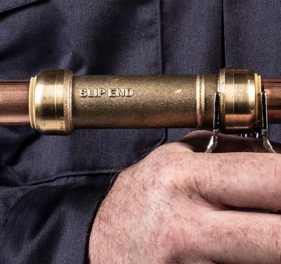 SharkBite first generation slip Push-to-connect fitting on a copper pipe