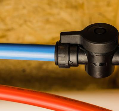 ProLock push-to-connect ball valves with twist-to-lock design for controlling water flow in PEX, PE-RT, copper, and CPVC pipe systems