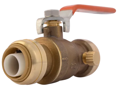 Brass Push Ball Valve with Drain / Vent  - SKU: 22305-0000LF