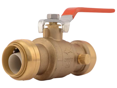 Brass Push Ball Valve with Drain / Vent  - SKU: 22306-0000LF