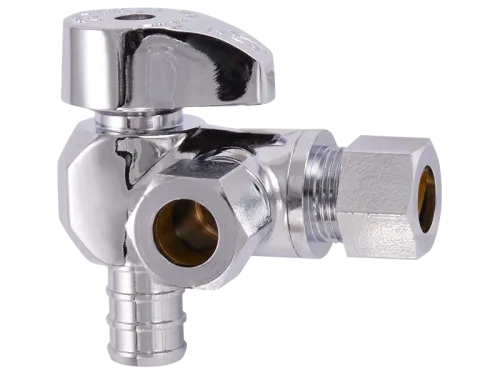 Brass Crimp Quarter-Turn Dual Outlet Angle Stop - SKU: 23066LF