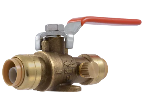 Ball Valve with Drain / Vent and Mounting Tab - SKU: 24615-0000LF