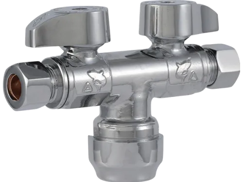 Brass Push Dual Shut-off Valve - SKU: SBDS123838