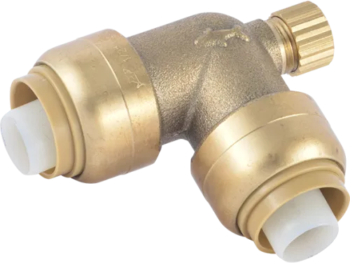 Brass Push 90° Elbow with Drain / Vent - SKU: U5248LF