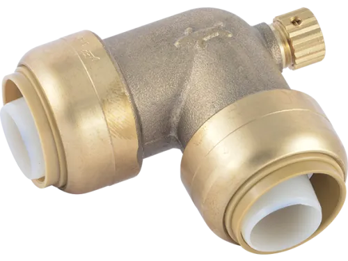 Brass Push 90° Elbow with Drain / Vent - SKU: U5256LF