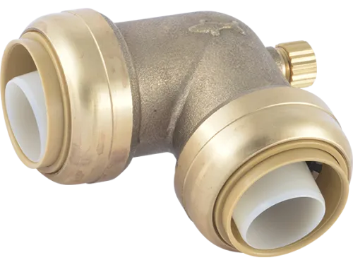 Brass Push 90° Elbow with Drain / Vent - SKU: U5260LF