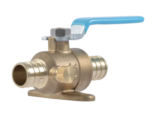 Brass Crimp Ball Valve with Mounting Tab and Drain Vent - SKU: UC24616