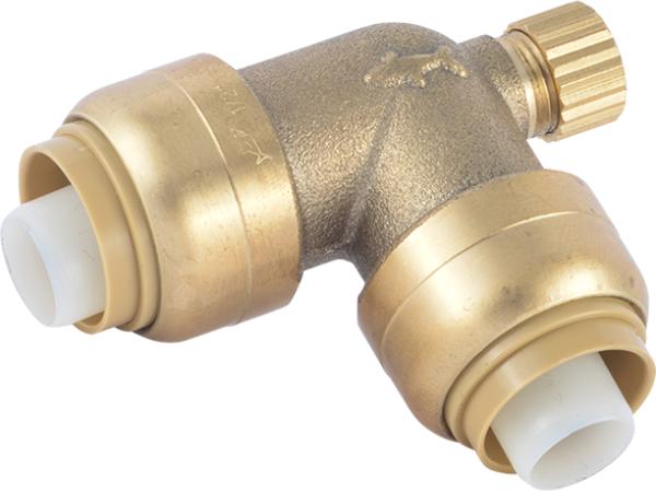 Brass Push 90° Elbow with Drain / Vent - SKU: U5248LF