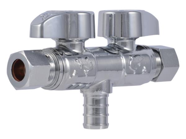 Brass Crimp Dual Shut-off Valve - SKU: UCDS123838