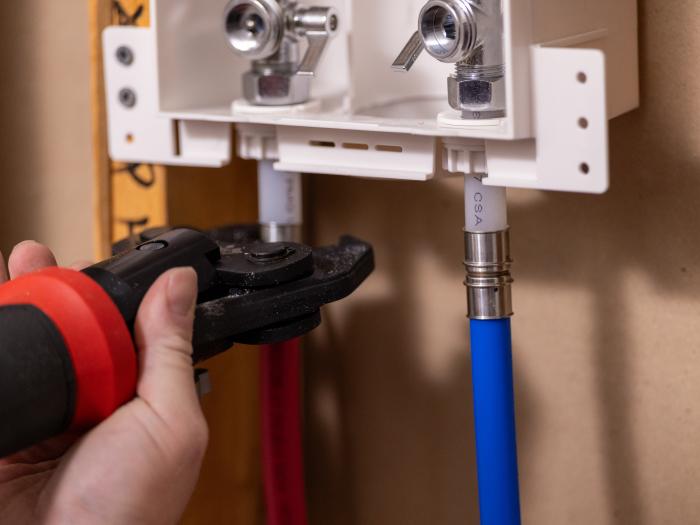 PEX press coupling install