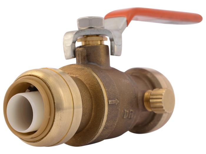 Brass Push Ball Valve with Drain / Vent  - SKU: 22305-0000LF