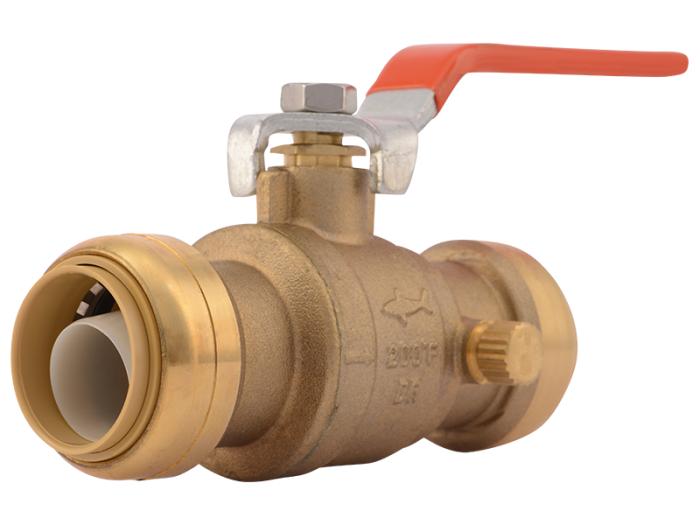Brass Push Ball Valve with Drain / Vent  - SKU: 22306-0000LF
