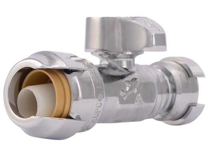 Brass Push Straight Stop - SKU: 23049-0000LF