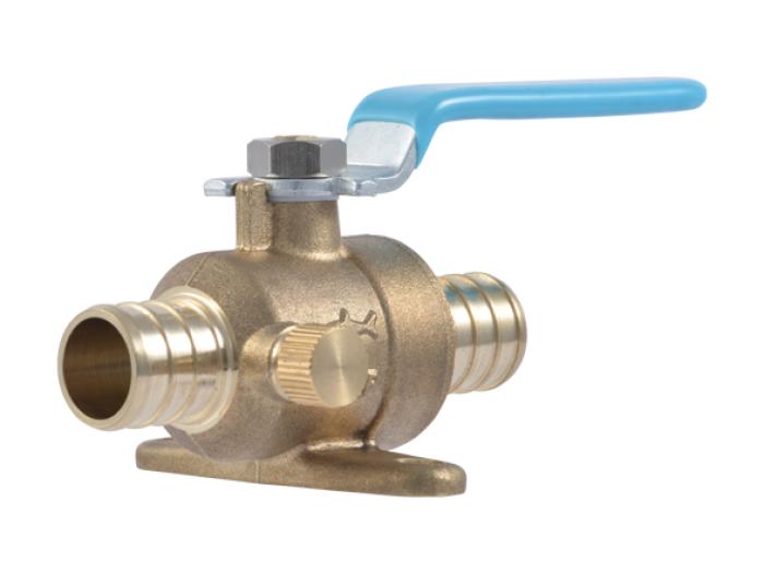 Brass Crimp Ball Valve with Mounting Tab and Drain Vent - SKU: UC24616
