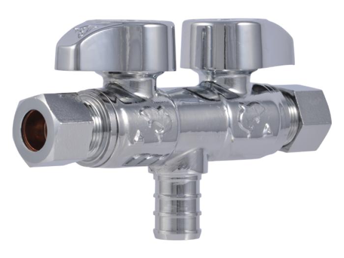 Brass Crimp Dual Shut-off Valve - SKU: UCDS123838