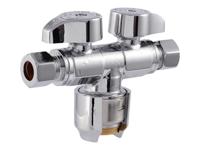 SharkBite Max 1/2" X 3/8" X 3/8" Dual Stop Valve.